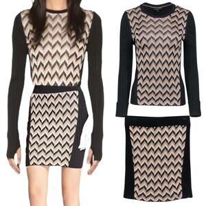 Rag & Bone Elaine Zig Zag Sweater Skirt Matching Set Size XS